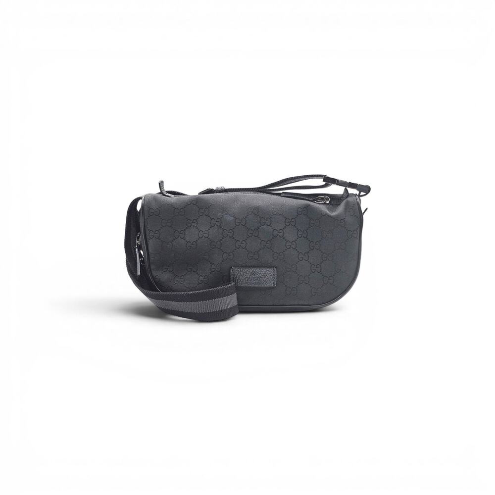 Gucci GG Monogram Nylon Belt Bag Fanny Pack Black 449182 - Preowned